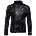 European Fashion Motorcycle Leather Jacket Faux Leather Jacket Men